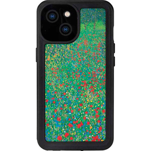 Poppy Field by Gustav Klimt iPhone 15 Waterproof Case